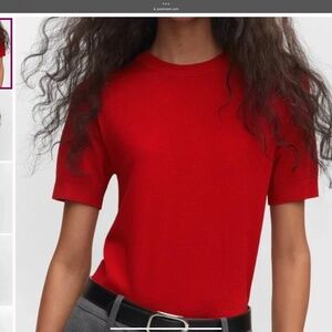 Mango Short Sleeved Red Knit Sweater (NWT)